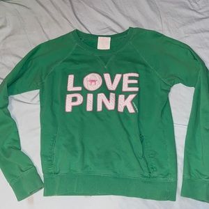 2006 Victoria’s Secret Green “LOVE PINK” pullover sweater size Large